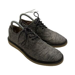 TOMS Men's Size 9 Navy Slub Chambray Lace Up Casual Oxford Shoes EUC